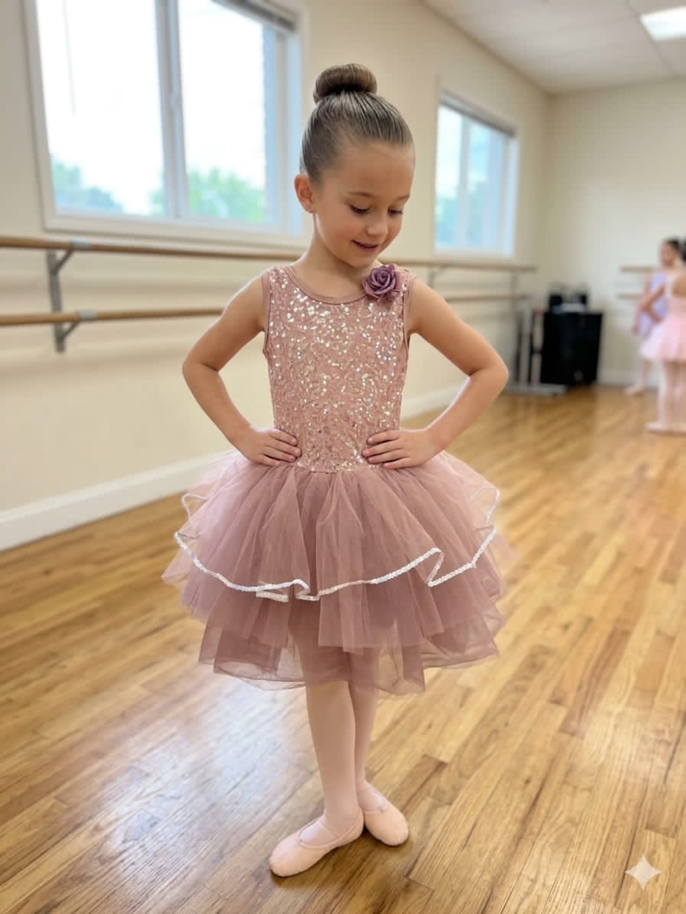Weissman Dusty Rose Sequin Tulle Ballet Dress • Size MC